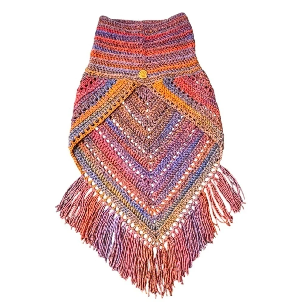 Handcrafted Crochet Cowl Neck Scarf‎ With Fringe New Handmade by Seller Knit